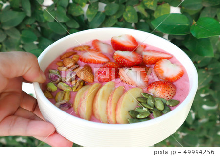 strawberry smoothie or strawberry yogurt with 49994256