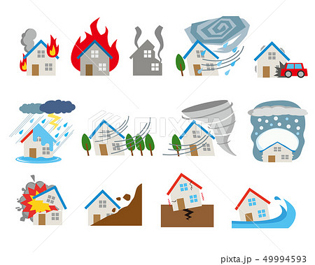 自然災害 イメージ 住宅 保険 マイホームのイラスト素材