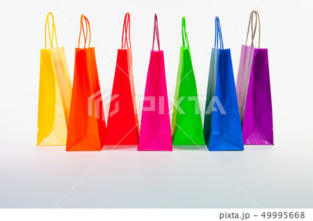 Set of colorful empty shopping bags isolated on Set of colorful empty shopping bags isolated on 49995668