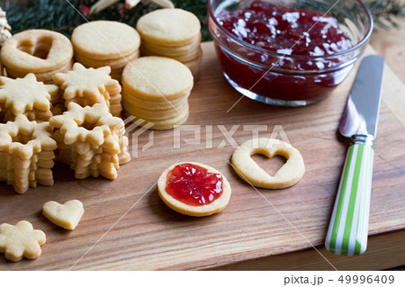 Preparation of Linzer Christmas cookies Preparation of Linzer Christmas cookies 49996409