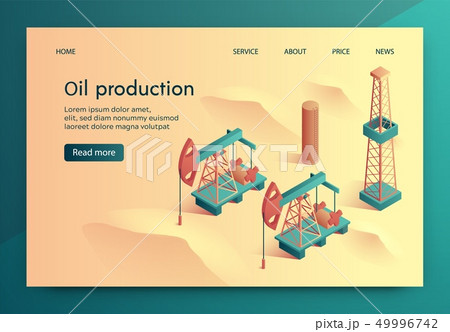 Illustration Oil Production Isometric Lettering. 49996742