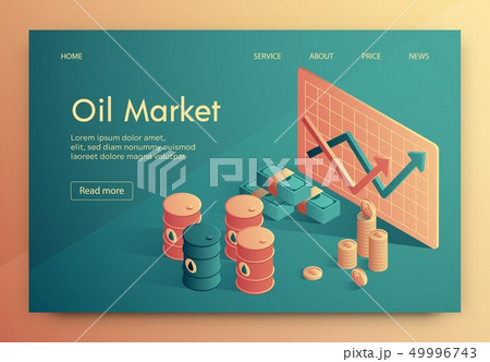 Illustration is Written Oil Market Isometric. 49996743