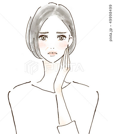 悩む女性　シニア　心配と不安　ネガティブ 49998499