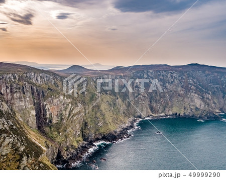 Aerial view of the cliffs of horn head at the wild atlantic way in Donegal - Ireland 49999290