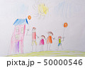 Children's drawing My Happy Family . The concept of child psychology. 50000546