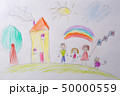 Children's drawing My Happy Family . The concept of child psychology. Psychological testing of the 50000559