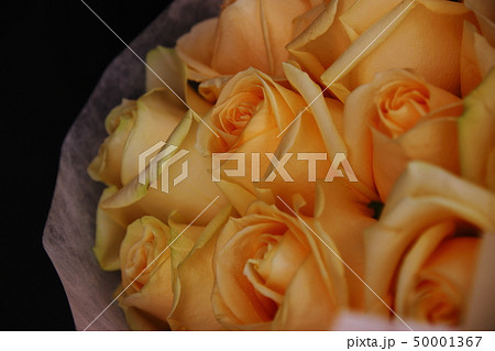 オレンジ色のバラの花束 50001367