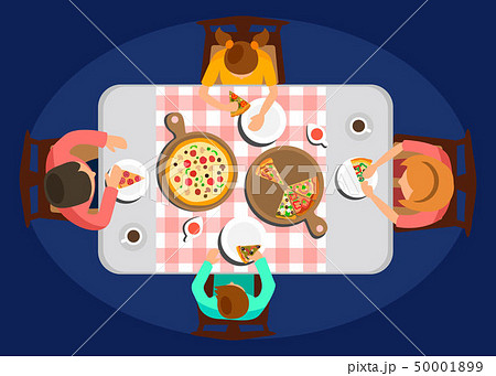 Family Dinner Top View Color Vector Illustration Family Dinner Top View Color Vector Illustration 50001899