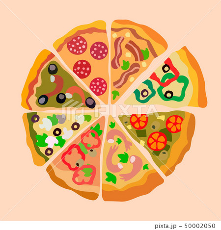 Assorti Pizza Slices Color Vector Illustration 50002050