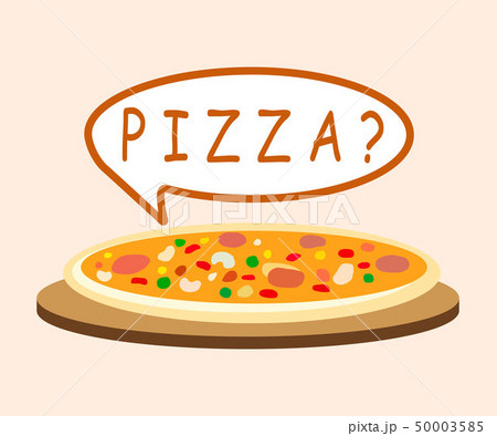 Pizza with Speech Bubble Cartoon Illustration 50003585