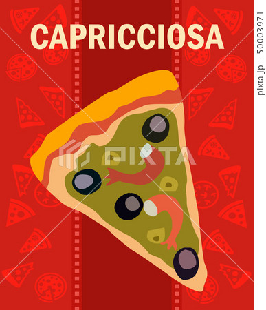Tasty Capricciosa Pizza Slice Flat Vector Poster Tasty Capricciosa Pizza Slice Flat Vector Poster 50003971