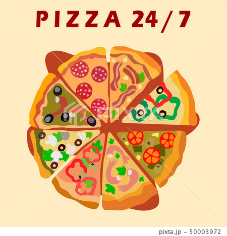 Twenty Four Hours Pizzeria Vector Promo Poster Twenty Four Hours Pizzeria Vector Promo Poster 50003972