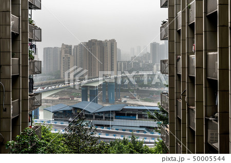 Chongqing apartment buildings in the fog Chongqing apartment buildings in the fog 50005544