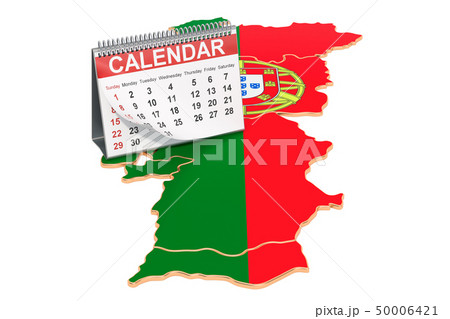Desk calendar on the map of Portugal. 3D rendering Desk calendar on the map of Portugal. 3D rendering 50006421