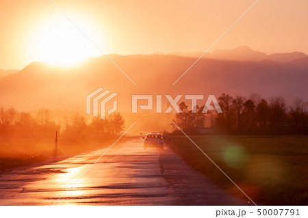 evening roag heading beautiful to sunset horizon evening roag heading beautiful to sunset horizon 50007791