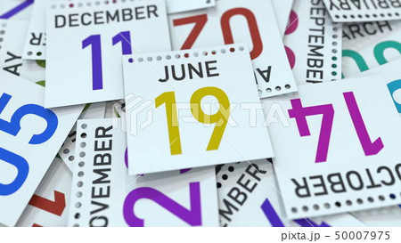 Calendar page shows June 19 date, 3D rendering 50007975