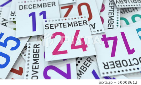 September 24 date on calendar leaf among other leaves, 3D rendering September 24 date on calendar leaf among other leaves, 3D rendering 50008612