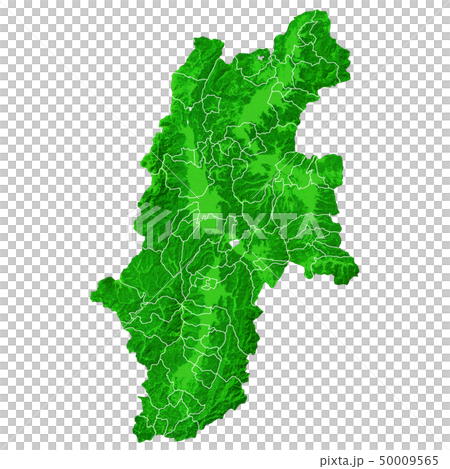 Nagano Prefecture Map and Municipal Boundaries 50009565
