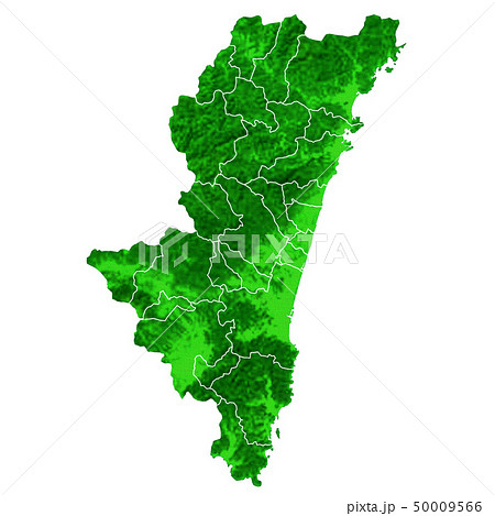 宮崎県地図と市町村境界 50009566