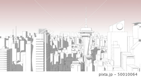 Panorama cityscape Sketch. Architecture sketch - Panorama cityscape Sketch. Architecture sketch - 50010064