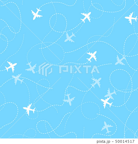 Airplane routes with dotted line, seamless pattern Airplane routes with dotted line, seamless pattern 50014517