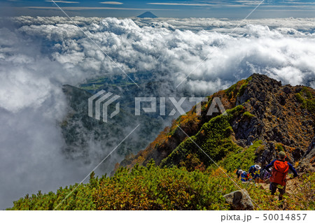 八ヶ岳連峰・赤岳山頂から雲海と富士山 八ヶ岳連峰・赤岳山頂から雲海と富士山 50014857