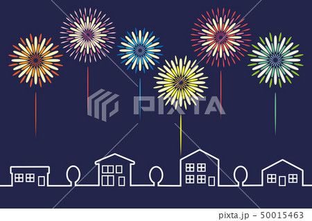花火　街並み　 50015463