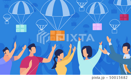 People Catch Parcel Boxes Fall with Parachutes 50015682