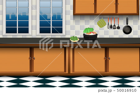 hotpot and ingredients in the kitchen room 50016910