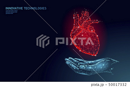Low poly heart health day. Global cardiac awareness medicine banner anatomical health blood system 50017332