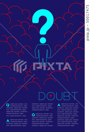 Doubt man with Question mark icon pictogram blue 50017475