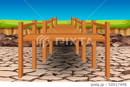 Wooden walkways at the dry river	 50017946