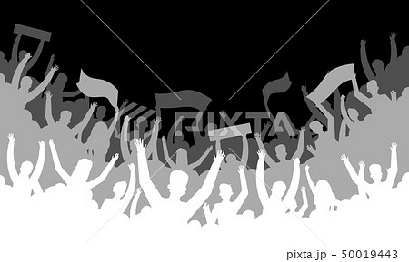 Crowd silhouette background. Soccer fan people baseball basketball football handball hockey audience 50019443