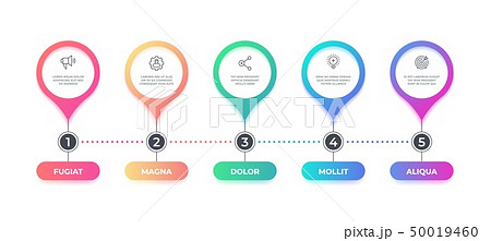 Step infographic. 5 options timeline flow chart, business graphic element, workflow layout diagram 50019460