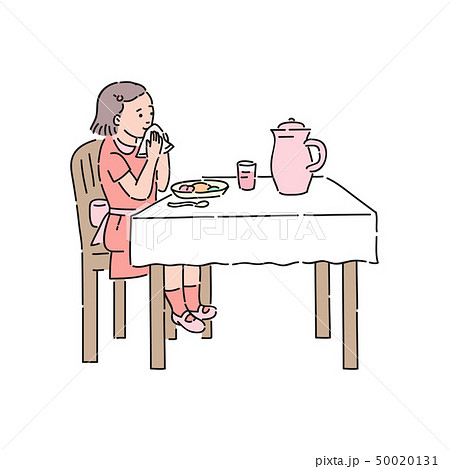 Vector well behaved girl wipes her lips napkin 50020131