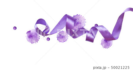 Curled violet silk ribbon watercolor blots 50021225