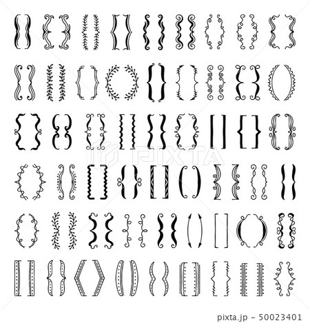 Sketchy parenthesis and different braces. Vector set of doodles 50023401