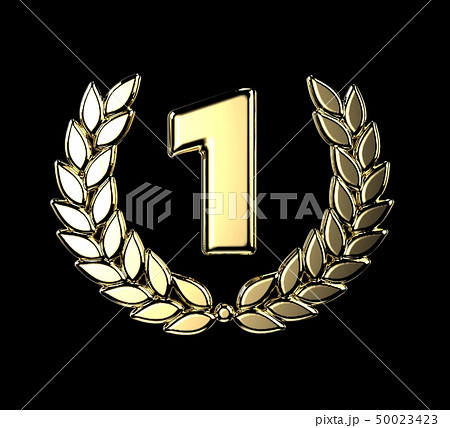 Golden laurel with number one on black background Golden laurel with number one on black background 50023423