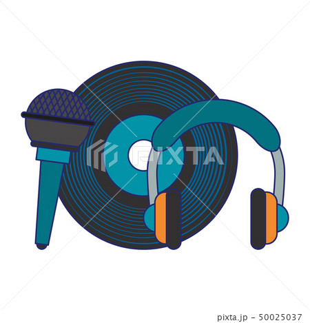 Music and studio equipment blue lines 50025037