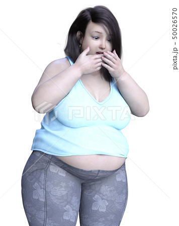 体重が重すぎて驚愕している太った女性のイラスト素材