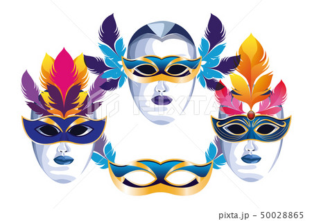 set of masks with feathers 50028865