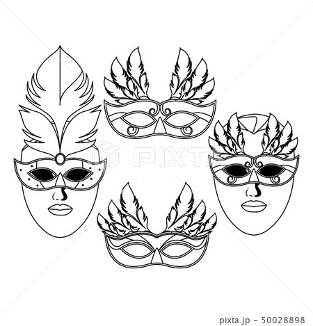 set of masks and feathers black and white set of masks and feathers black and white 50028898