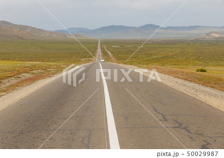 Asphalt road Sukhe Bator - Darkhan in Mongolia 50029987