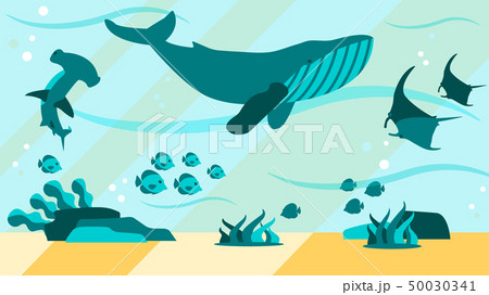 Underwater Aquamarine Life Flat Abstract Banner Underwater Aquamarine Life Flat Abstract Banner 50030341