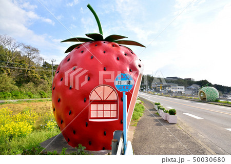 フルーツバス停　井崎バス停　右は有明海諫早湾　長崎県諫早市小長井町 50030680