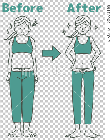 女性-ダイエット-ビフォーアフター-全身-2色 50031168