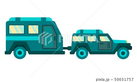 Cartoon Camper Trailer and Car Travel Card Design Cartoon Camper Trailer and Car Travel Card Design 50031757