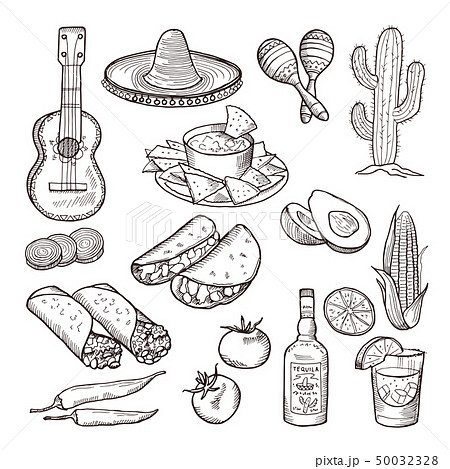 Fast Food And Other Mexican Culture Elements のイラスト素材