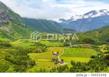 Traditional colored wooden house in Norway Traditional colored wooden house in Norway 50032348