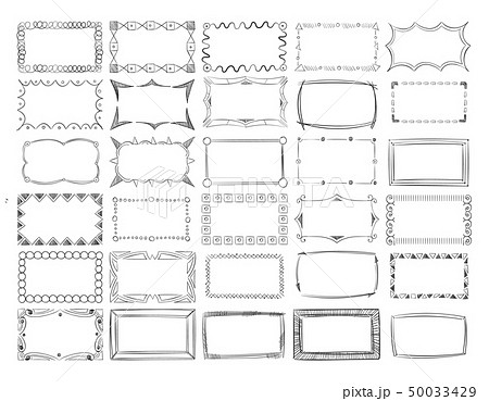Hand drawn vector line photo frame borders set 50033429